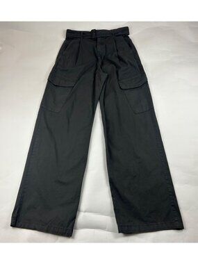 TALL Gap Charcoal Canvas High Rise Wide Leg Cargo Pant 6T